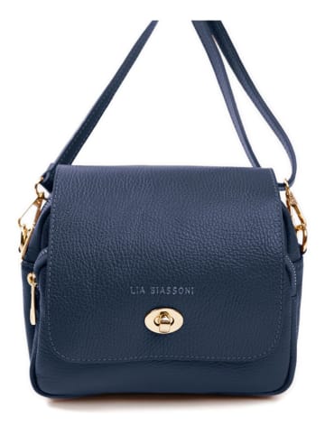 Lia Biassoni Leder-Umhängetasche in Dunkelblau - (B)23 x (H)20 x (T)9 cm