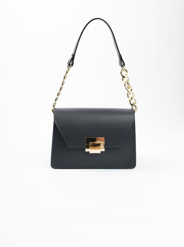 Lia Biassoni Leder-Schultertasche "Roglio" in Schwarz - (B)23 x (H)17 x (T)11 cm