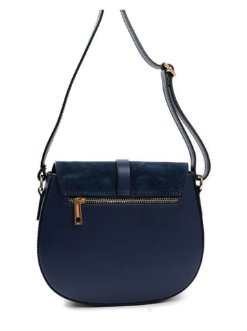 Lia Biassoni Leder-Umhängetasche in Dunkelblau - (B)23 x (H)20 x (T)6 cm