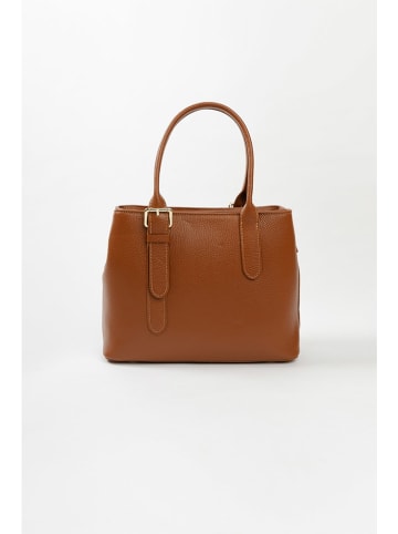 Lia Biassoni Leren handtas lichtbruin - (B)33 x (H)25 x (D)11 cm