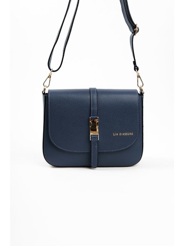 Lia Biassoni Leren schoudertas donkerblauw - (B)24 x (H)18 x (D)8 cm