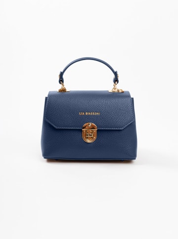 Lia Biassoni Leder-Henkeltasche "Calopinace" in Dunkelblau - (B)23 x (H)16 x (T)12 cm