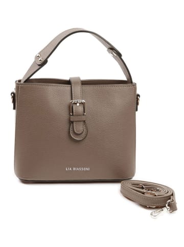 Lia Biassoni Leren handtas taupe - (B)25 x (H)20 x (D)12 cm