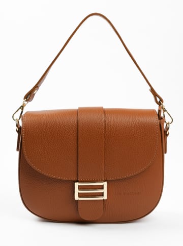 Lia Biassoni Leder-Schultertasche "Sangro" in Hellbraun - (B)27 x (H)22 x (T)7 cm