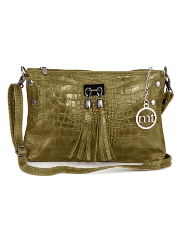 Mia Tomazzi Leder-Schultertasche "Abano" in Khaki - (B)23 x (H)16 x (T)2 cm