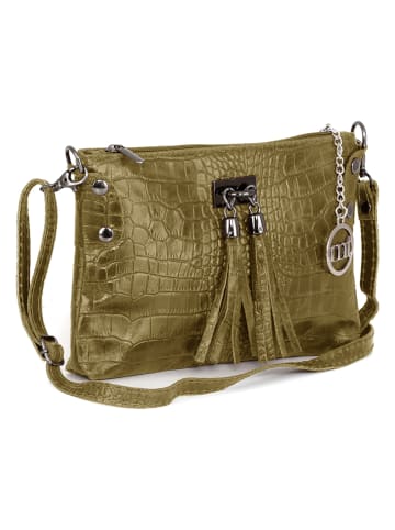 Mia Tomazzi Skórzana torebka "Abano" w kolorze khaki - 23 x 16 x 2 cm