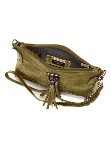 Mia Tomazzi Skórzana torebka "Abano" w kolorze khaki - 23 x 16 x 2 cm