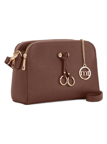 Mia Tomazzi Leren schoudertas ''Certosa'' bruin - (B)24 x (H)16 x (D)8 cm