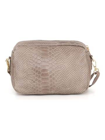 Mia Tomazzi Skórzana torebka "Ortles" w kolorze beżowym - 21 x 14 x 8 cm