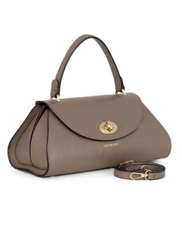 Mia Tomazzi Leder-Henkeltasche "Bardelli" in Taupe - (B)33 x (H)15 x (T)15 cm