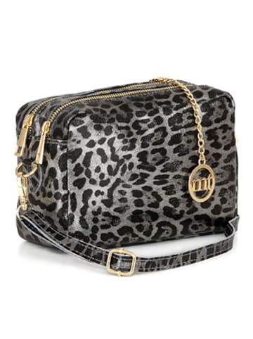 Mia Tomazzi Leder-Umhängetasche "Caltanissetta" in Grau - (B)22 x (H)15 x (T)10 cm