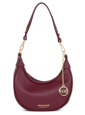 Mia Tomazzi Leder-Schultertasche "Carabelli" in Bordeaux - (B)25 x (H)14 x (T)8 cm