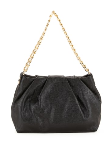 Mia Tomazzi Leder-Schultertasche "Zurigo" in Schwarz - (B)30,5 x (H)21 x (T)9 cm