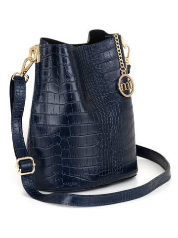 Mia Tomazzi Leder-Umhängetasche in Dunkelblau - (B)20 x (H)24 x (T)15 cm
