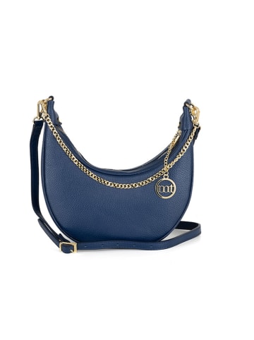 Mia Tomazzi Leder-Schultertasche "Zante" in Dunkelblau - (B)28 x (H)21 x (T)9 cm