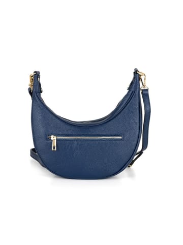 Mia Tomazzi Leren schoudertas "Zante" donkerblauw - (B)28 x (H)21 x (D)9 cm