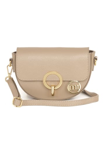 Mia Tomazzi Leren schoudertas "Azario" beige - (B)19 x (H)13 x (D)6 cm