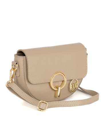 Mia Tomazzi Leder-Umhängetasche "Azario" in Beige - (B)19 x (H)13 x (T)6 cm