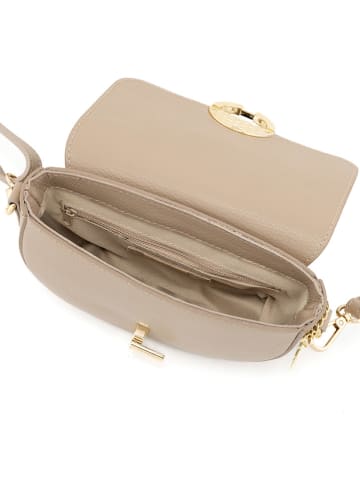 Mia Tomazzi Leder-Umhängetasche "Azario" in Beige - (B)19 x (H)13 x (T)6 cm