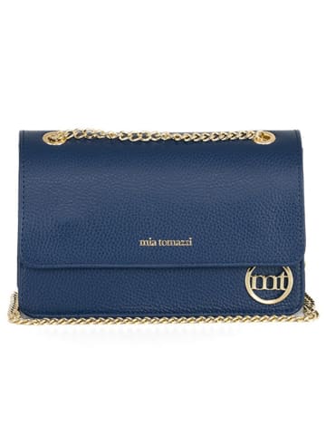 Mia Tomazzi Leder-Umhängetasche "Bagarotti" in Blau - (B)19 x (H)15 x (T)9 cm