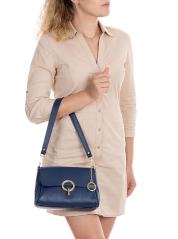 Mia Tomazzi Leren schoudertas "Ciovassino" donkerblauw - (B)26 x (H)18 x (D)10 cm