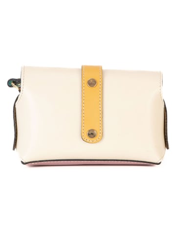 Lia Biassoni Leder-Umhängetasche "Gerace" in Creme/ Hellblau - (B)17 x (H)12 x (T)8 cm