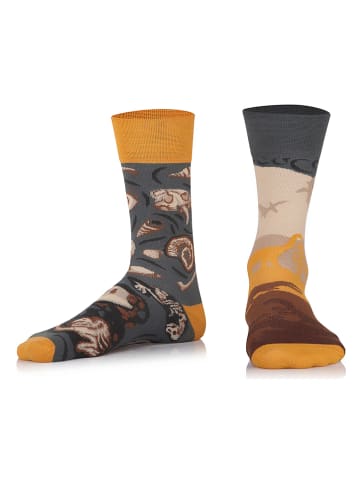 TODO SOCKS 2er-Set: Socken in Grau/ Gelb