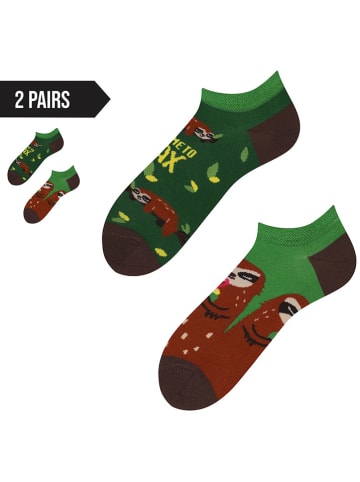 TODO SOCKS 2er-Set: Socken in Grün/ Dunkelbraun