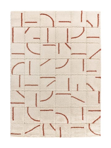 Atticgo Hoogpolig tapijt "Brenda" crème/rood