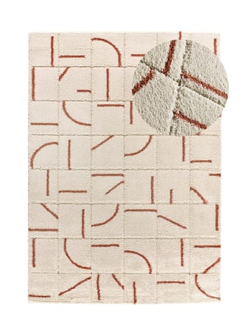 Atticgo Hochflor-Teppich "Brenda" in Creme/ Rot