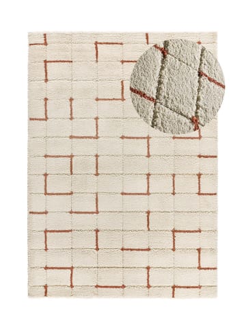 Atticgo Hochflor-Teppich "Brenda" in Creme/ Rot