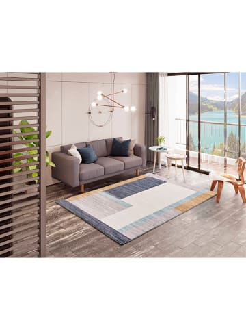 Atticgo Kurzflor-Teppich "Class" in Creme/ Blau/ Hellgrau