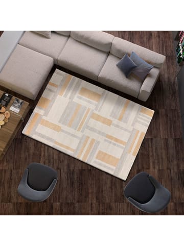 Atticgo Kurzflor-Teppich "Craft" in Grau/ Camel