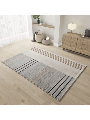 Atticgo Kurzflor-Teppich "Craft" in Grau/ Creme