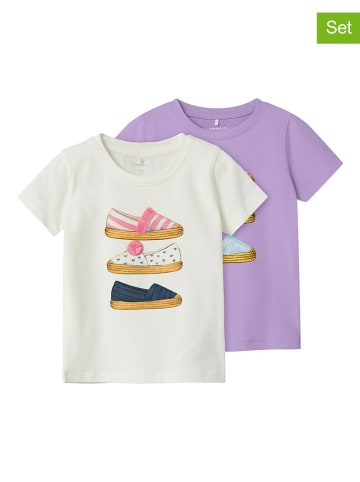 name it Koszulki (2 szt.) w kolorze kremowo-fioletowym