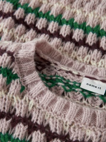 name it Sweter "Lene" w kolorze szaro-zielono-fioletowym