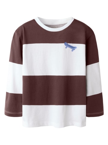 name it 2er-Set: Longsleeves in Blau/ Braun/ Weiß