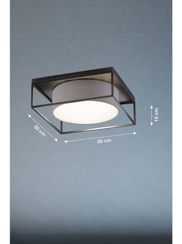 FISCHER & HONSEL Plafonnière "Carre" grijs/zwart - (L)50 x (B)50 cm
