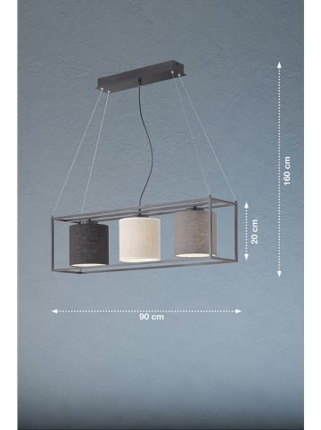 FISCHER & HONSEL Lampa wisząca "Gilli" w kolorze szaro-beżowo-czarnym - 90 x 160 cm