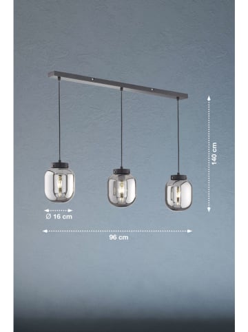 FISCHER & HONSEL LED-Pendelleuchte "Bala" in Schwarz - (B)135 x (H)32,5 x (T)150 cm