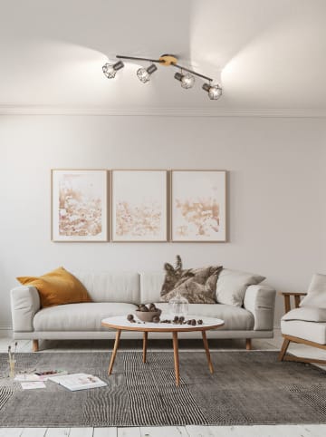 FISCHER & HONSEL Plafonnière "Ran" naturel/grijs - (B)60 x (H)11 cm