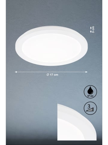 FISCHER & HONSEL LED-Badleuchte "Gotland" in Weiß - Ø 17 cm x (H)3 cm