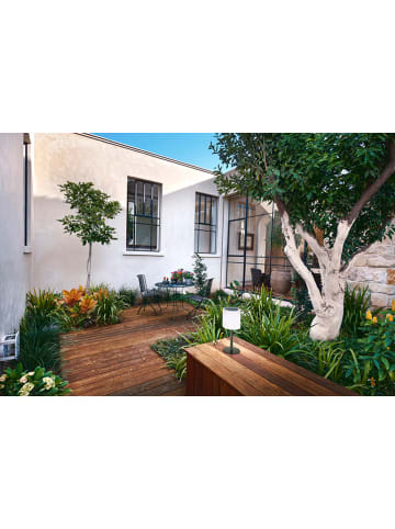 FISCHER & HONSEL Solarna lampa stołowa LED "Lesina" w kolorze białym - wys. 30 x Ø 13 cm