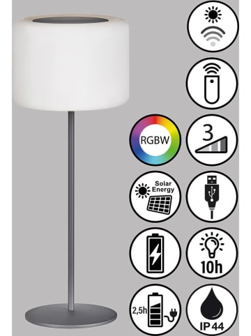FH Lighting LED-Solar-Tischleuchte "Pino" in Weiß - (H)39,5 x Ø 15 cm