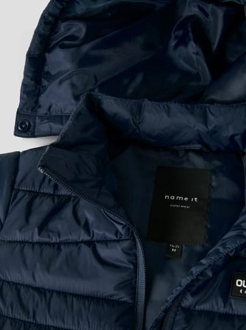 name it Doorgestikte jas "Marble" donkerblauw