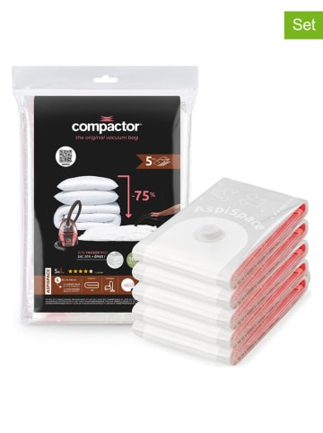 Compactor 5-delige set: vacuümzakken wit - (L)100 x (B)80 cm