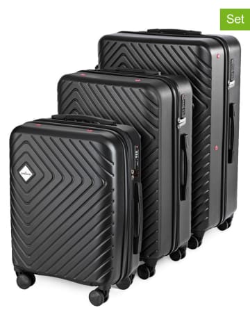 Compactor 3-delige hardcase-trolleyset zwart