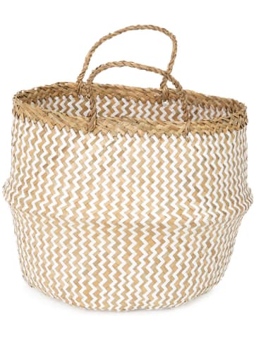Compactor Aufbewahrungskorb "Belly" in Beige/ Weiß - (B)35 x (H)35 x (T)32 cm