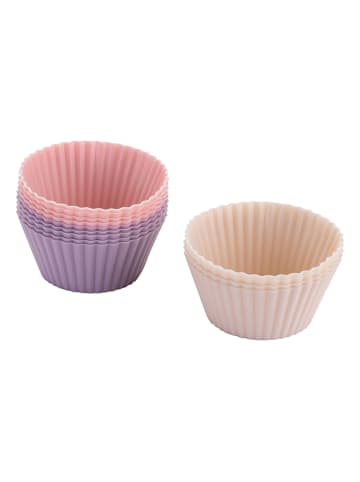 Fackelmann x Pamela Reif 12er-Set: Muffinförmchen in Beige/ Rosa/ Lila - (H)5,7 x Ø 7 cm