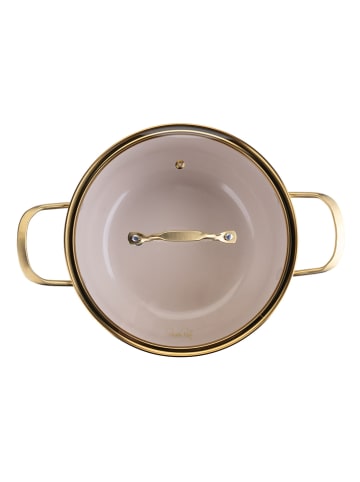 Fackelmann x Pamela Reif 2-delige set: kookpan ''Signature'' goudkleurig/beige - Ø 24 cm